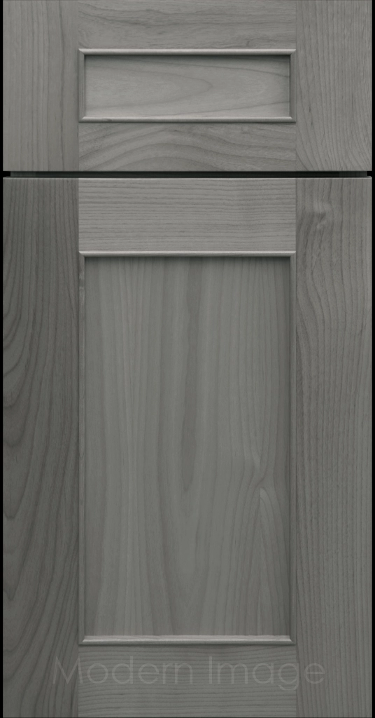 Detail view of a Chandler Shaker cabinet door in Pewter stain with raised molding along the inner panel.